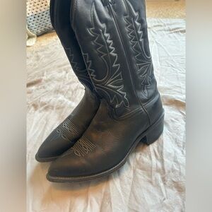Johnston & Murphy Black Leather Cowboy Boots Men’s 8.5 Pointed Toe